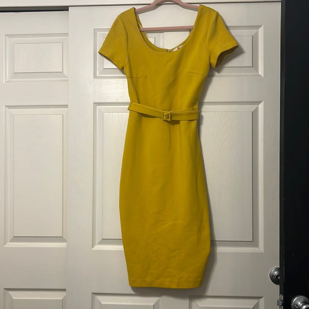 Boden Yellow Midi Dress with Belt